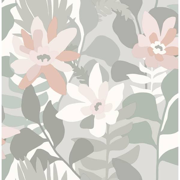 A-Street Prints Koko Grey Floral Fabric Non-Pasted Matte Wallpaper