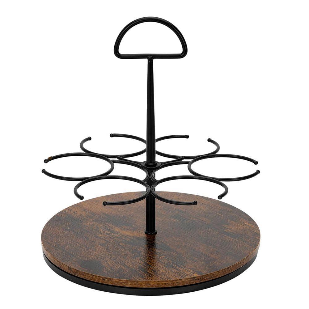 JFVKAF 6 Bottles Black Metal Coffee Syrup Organizer Rotating Countertop ...