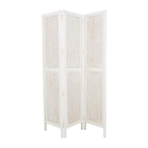 6 ft. White 3-Panel Geometric Cutout Room Divider Screen