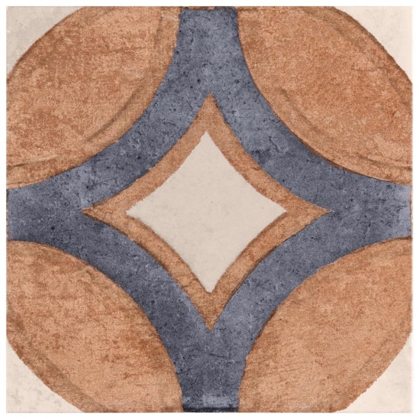 Angela Harris Sicilia Circles Cotta 7.87 in. x 0.31 in. Matte Porcelain Floor and Wall Tile Sample
