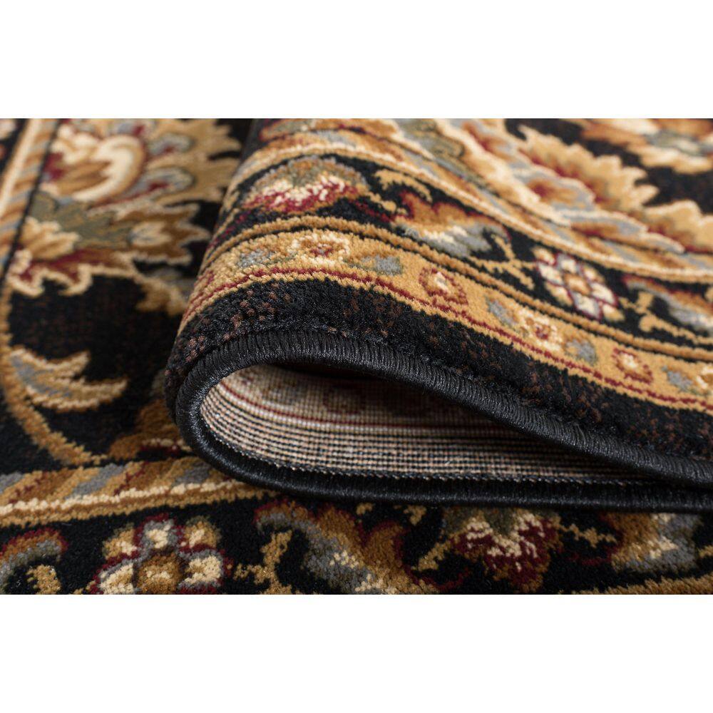 Sensation 5' x 7' Black Synthetic Easy-Care Traditional Area Rug