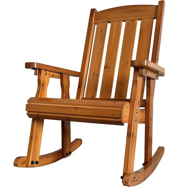 Innovaze Solid Wood Outdoor Rocking Chair for Indoor or Patio and Porch, Brown