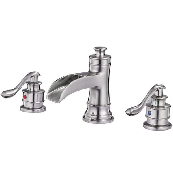 BWE 8 in. Widespread 2-Handle Bathroom Faucet in Spot Resist Brushed Nickel