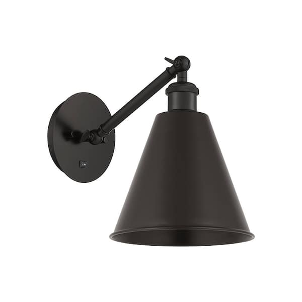 Ballston Cone 1-Light Matte Black Wall Sconce with Black Metal Shade