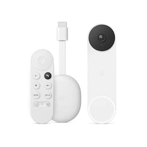 Nest Doorbell (Battery) Smart Wi-Fi Video Doorbell Camera Snow + Chromecast with Google TV (HD) - Snow