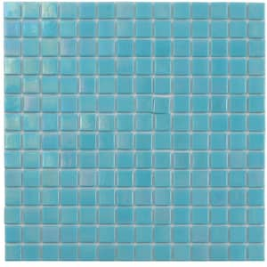 Nacreous 4 x 5 in. Glossy Cyan Blue Glass Mosaic Uniform square Wall and Floor Sample Tile