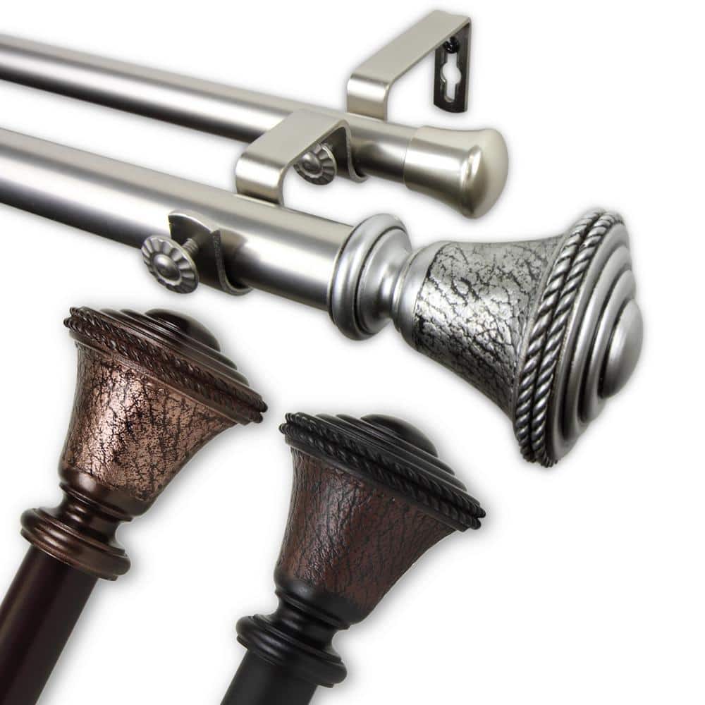 Urn 1 in. Double Curtain Rod 160 in. to 240 in. in Satin Nickel price history on PriceWatchPro