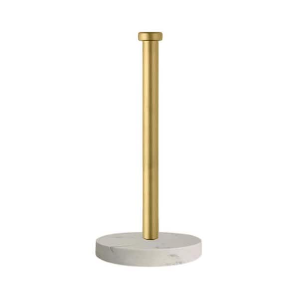 Countertop Standing Gold Marble Finish Paper Towel Holder with Weighted Base for One-Handed Operation