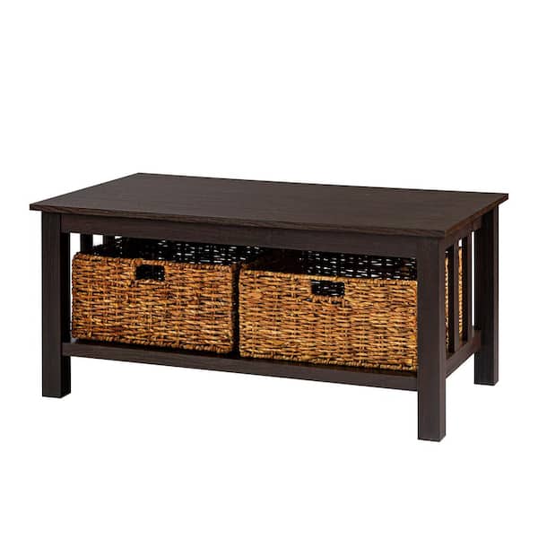 Walker Edison Furniture Company 40 In Espresso Medium Rectangle Mdf Coffee Table With Drawers Hd40mstes The Home Depot Walker Edison Furniture Company 40 In, Wicker Coffee Table With Drawers
