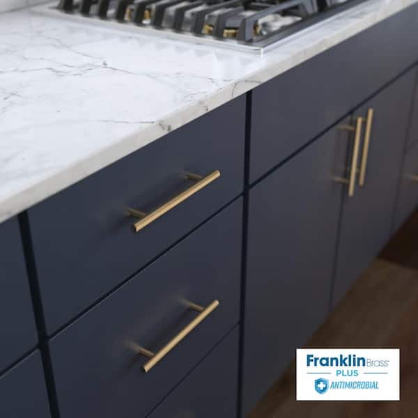 5-Pack Solid Bar 5-1/16 in. (128 mm) Modern Cabinet Pulls in Champagne Bronze with Antimicrobial Properties