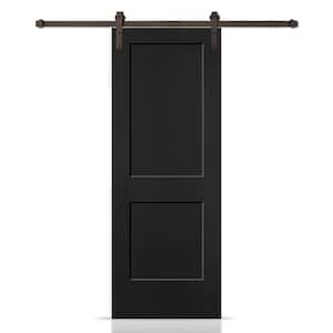 30 in. x 80 in. Black Painted MDF Solid Core 2-Panel Shaker Interior Sliding Barn Door with Hardware Kit