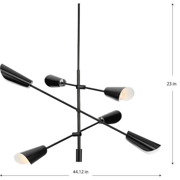 Progress Lighting Cornett 6-Light Matte Black Modern/Contemporary Led Chandelier
