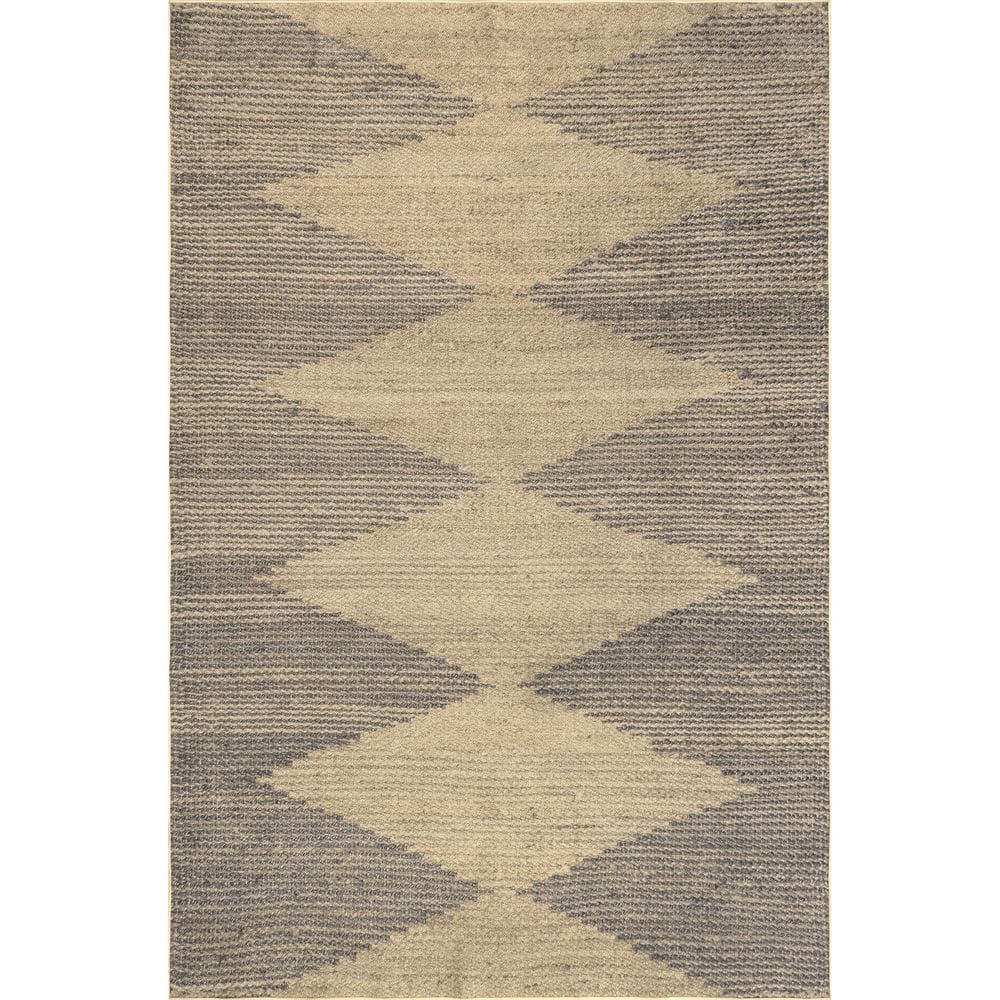 Natural and Gray Synthetic 5' x 8' Washable Area Rug