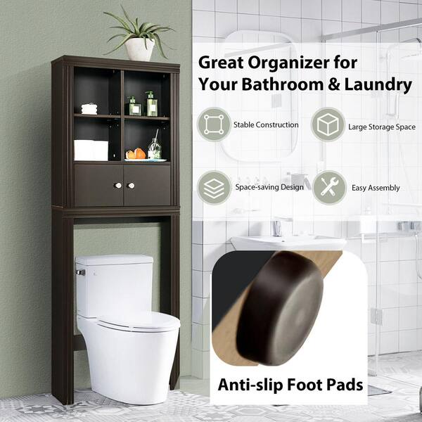 Gymax 3-Shelf Over-The-Toilet Storage Rack Bathroom Shelf Organizer Space  Saver Brown