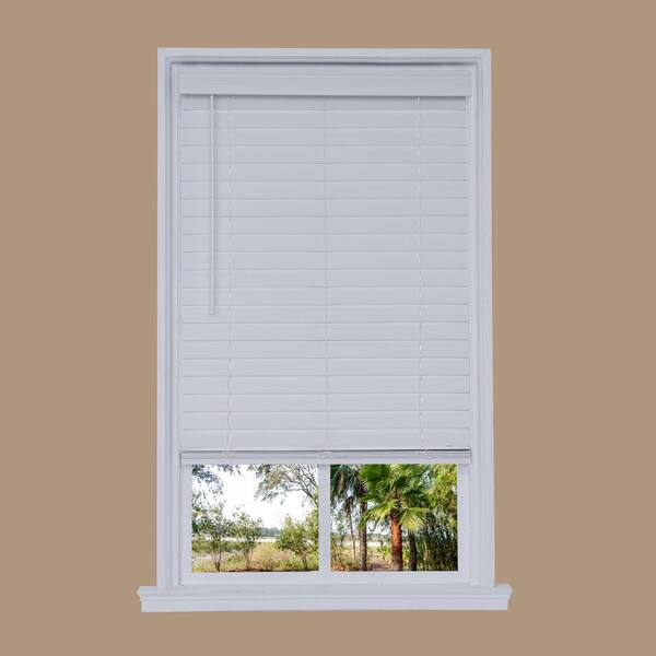 Unbranded Cut-to-Width White Cordless Room Darkening 2.5 in. Distressed Premium Faux Wood Blind - 23.5 in. W x 72 in. L