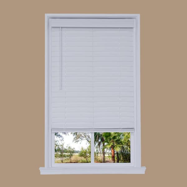 Unbranded Cut-to-Width White Cordless Room Darkening 2.5 in. Distressed Premium Faux Wood Blind - 27.5 in. W x 72 in. L