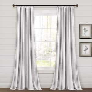 Farmhouse Stripe 42 in. W x 95 in. L Yarn Dyed Eco-Friendly Recycled Cotton Window Panel Window Curtain Panels in Gray