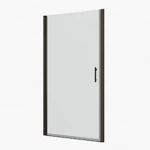 28 in. W x 72 in. H Pivot Semi-Frameless Shower Door in Matte Black Finish with Tempered Glass