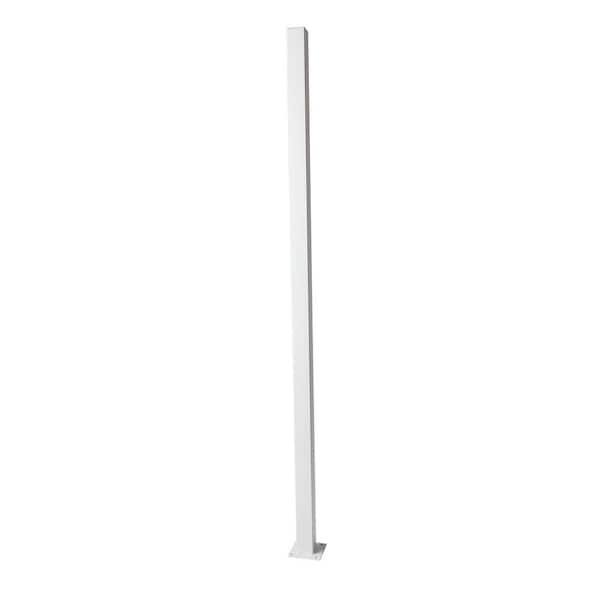 Unbranded 2 in. x 2 in. x 3 ft. White Metal Fence Post with Flange and Post Cap