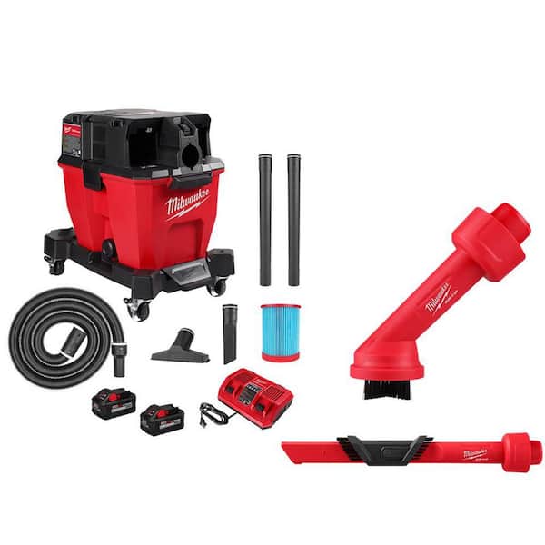 Milwaukee M18 FUEL 9 Gal. Cordless Dual-Battery Wet/Dry Shop Vacuum Kit with AIR-TIP 1-1/4 in. - 2-1/2 in. Brush and Crevice Tools