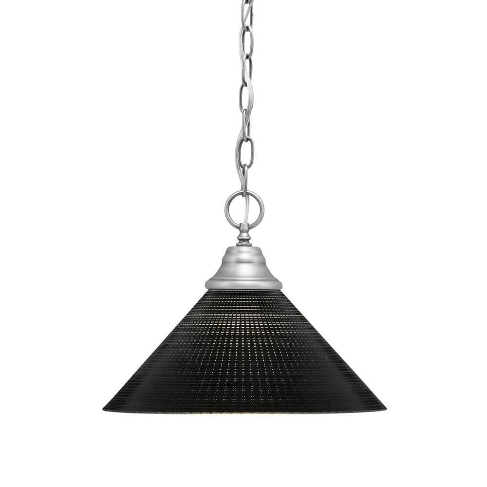 Kingston 100-Watt 1 Light Brushed Nickel Shaded Pendant Light with 12 in. B