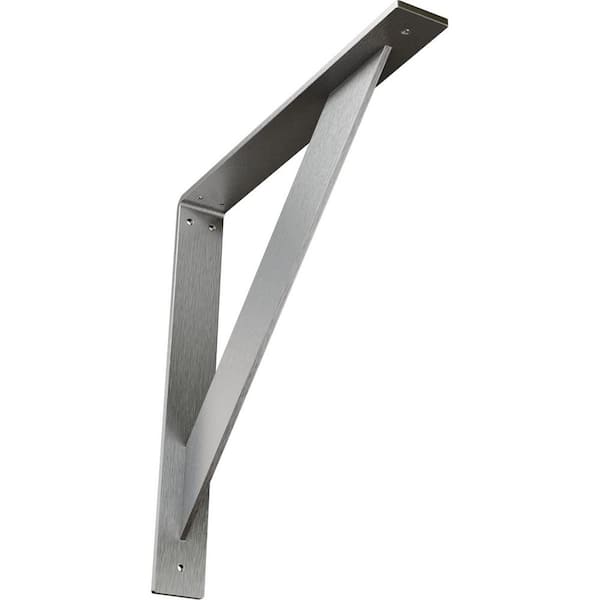 Ekena Millwork 16 in. x 2 in. x 16 in. Stainless Steel Unfinished Metal Traditional Bracket