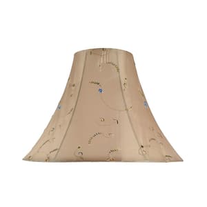 16 in. x 12 in. Gold and Floral Embroidered Design Bell Lamp Shade