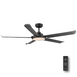 Arlette 60 in. LED Indoor/Outdoor Matte Black Ceiling Fan with Remote Control and White Color Changing Light Kit