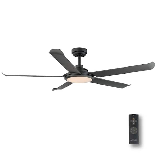 Altitude Arlette 60 in. LED Indoor/Outdoor Matte Black Ceiling Fan with Remote Control and White Color Changing Light Kit