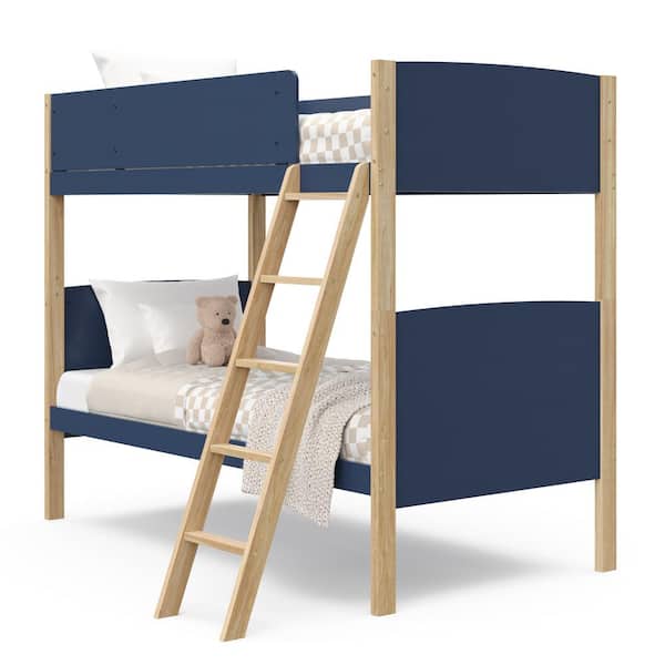 Storkcraft Delray Midnight Blue with Natural Twin-Over-Twin Bunk Bed