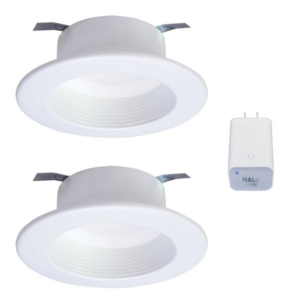 Halo 4in. Tunable CCT Smart Integrated LED Recessed Retrofit Trim (2-Pack) and Bluetooth Internet Access Bridge by HALO Home