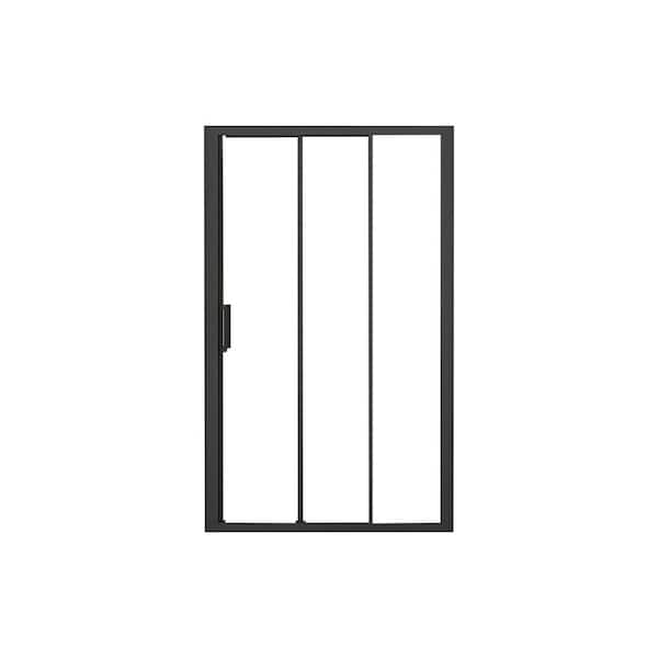 Boosicavelly 48 in. W x 70 in. H Sliding Semi-Frameless Shower Door in Matte Black Finish with Clear Glass