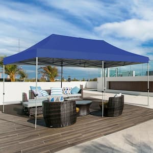 10 ft. x 20 ft. Blue Pop up Canopy Tent Folding Heavy Duty Sun Shelter Adjustable with Bag