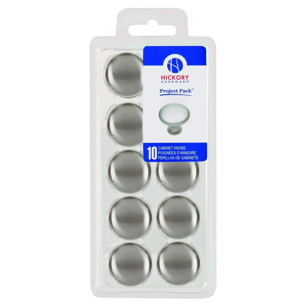 Satin Nickel Round Cabinet Knob with Mounting Hardware