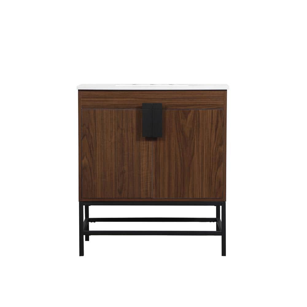 Timeless Home 30 in. W x 19 in. D x 33.5 in. H Bath Vanity in Walnut with I