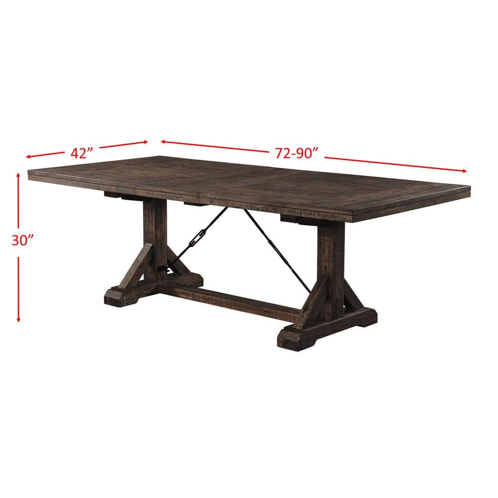 Flynn Rustic Chic Walnut Dining Set with Trestle Table & 4 Chairs