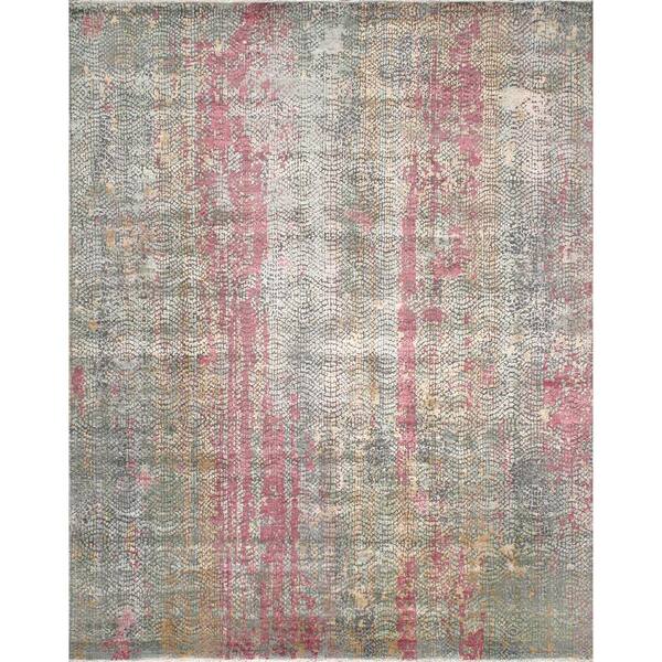 Pasargad Home Gemstone Multi 10 ft. x 14 ft. Abstract Bsilk and Wool Area Rug