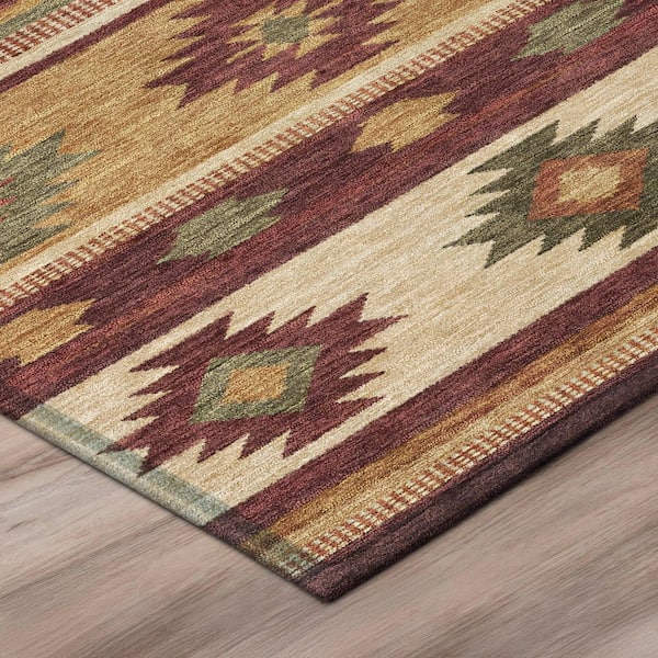 Chantille Machine Washable Indoor/Outdoor Abstract ACN3127 Garnet 8 ft. x 10 ft. Area Rug