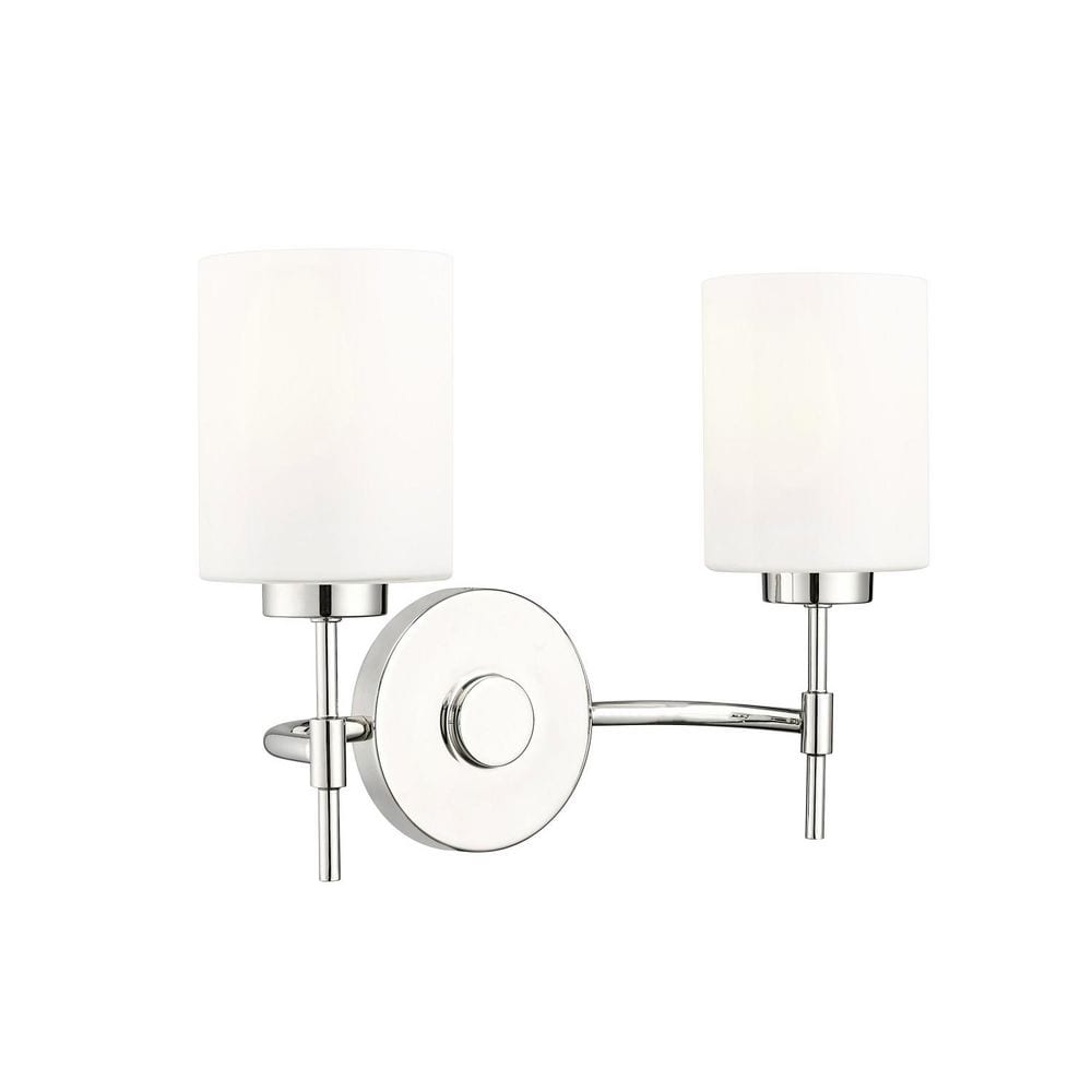 Keylee 15.5 in. 2-Light Polished Nickel Vanity Light with Glossy Opal White Glass Shades price history on PriceWatchPro