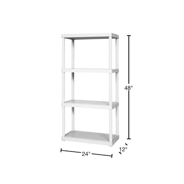 GRACIOUS LIVING 2-Pack White 4-Tier Plastic Garage Storage Shelving Unit (24  in. W x 48 in. H x 12 in. D) x 91064-1C-90 The Home Depot