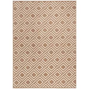Casual Brown 4 ft. x 6 ft. Checker Contemporary Area Rug