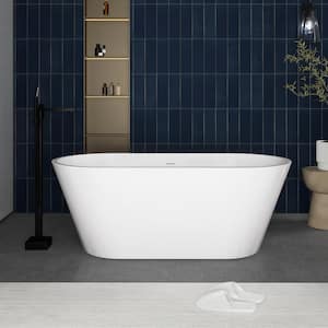 67 in. Acrylic Flatbottom Freestanding Non-Whirlpool Bathtub in White