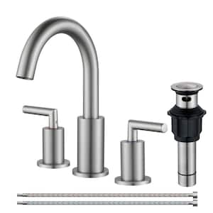 8 in. Widespread Double Handle Bathroom Faucet with 360° Swivel Spout in Brushed Nickel