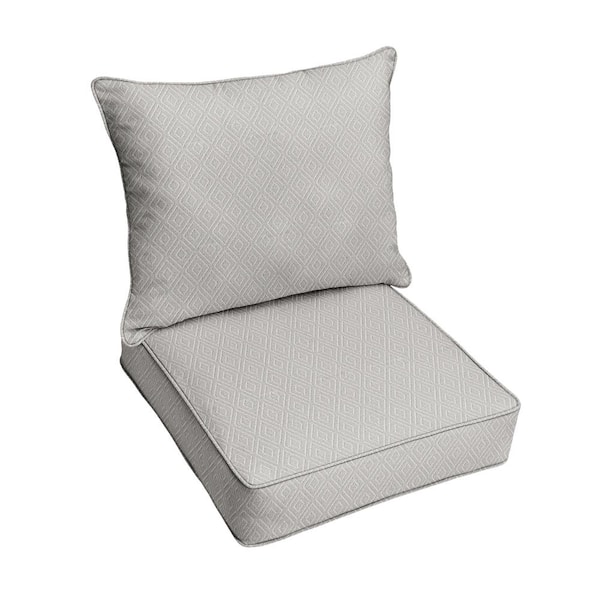 25 x 25 x 5 2 Piece Deep Seating Outdoor Dining Chair Cushion in Sunbrella Retain Oyster