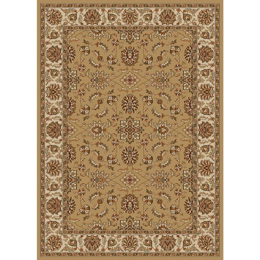 Como Beige 3 ft. x 5 ft. Traditional Oriental Floral Area Rug
