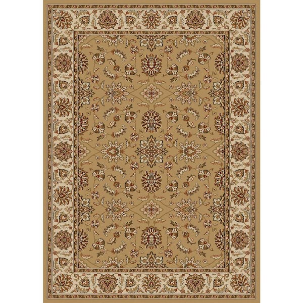 Como Beige 8 ft. x 11 ft. Traditional Oriental Floral Area Rug