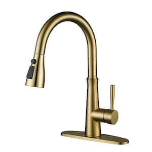 Single Handle Pull Down Sprayer Kitchen Faucet with Advanced Spray, Pull Out Spray Wand in Gold