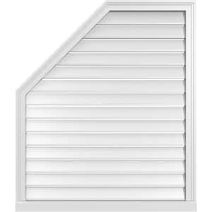 36 in. x 42 in. Octagonal Surface Mount PVC Gable Vent: Functional with Brickmould Sill Frame