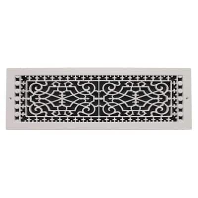 Victorian Base Board 6 in. x 22 in. Opening, 8 in. x 24 in. Overall Size, Polymer Decorative Return Air Grille, White