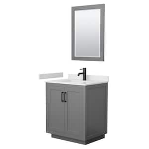 Miranda 30 in. W x 22 in. D x 33.75 in. H Single Sink Bath Vanity in Dark Gray with White Cultured Marble Top & Mirror
